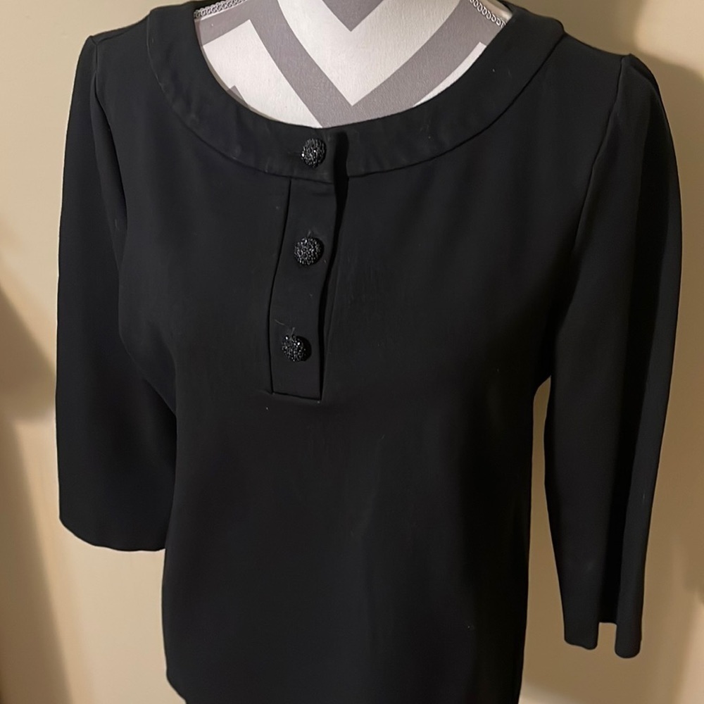 Black Talbots Knit Top w/ black Jeweled Buttons Size Medium - Picture 1 of 6